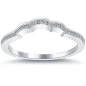 0.30 Carat Custom Curve Matching Diamond Wedding Band Ring 18K White Gold