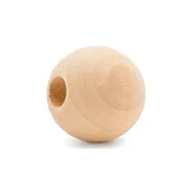 1-1/2" (38.1mm) Natural Wood Ball Bead with 1/2" (12.7mm) Hole
