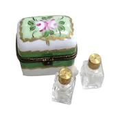 2 Perfume Green Roses Porcelain Limoges Porcelain Art Object