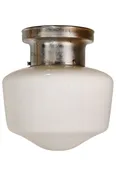 chrome flush fixture with 8" schoolhouse globe — Architectural Antiques
