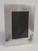 Antique 6 1/4" x 8 1/4" Sterling Silver Easel Back Picture Frame with Bunny