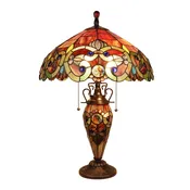 Chloe Amber/Bronze Double-Lit Carousel Table Lamp