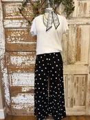 Black Polka Dot Wide-Leg Pants