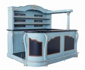 ART DECO MAHOGANY HOME BAR BLUE BLACK AND SILVER