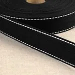 100% Cotton Webbing with Stitches, Black
