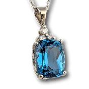 Blue Topaz &amp;amp; Diamond Pendant