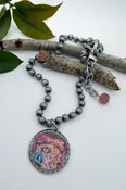 ACDC Large Circle Distressed Pendant Necklace