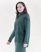 Abstract Outline Turtle Neck Long Sweater - KHAKI (S/M, L/XL) (Pack of 6)