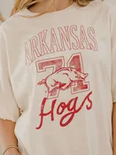 Arkansas Razorbacks Club Mascot Off White Thrifted Tee
