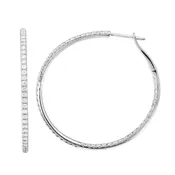 14k White Gold Inside Out Diamond Hoop Earrings