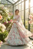 Blush Garden —Powder Blue Handwork Designer Lehenga Choli | Palkhi Fashion