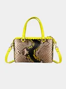 Delaware Italian Python Leather Handbag Sunflower