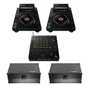 2 x AlphaTheta CDJ-3000X + 2 x Odyssey Industrial Board Case + 1 x Pioneer DJ DJM-A9