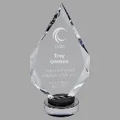 10.25" Diamond,black/clear Round Base Crystal Award