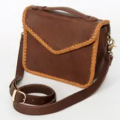 American Darling Envelope Bag, Handcrafted Genuine Vegetable-Tanned Leather Western Purse with Braided Detailing