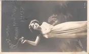 1907 New Year Greetings Woman in Robe with Hot Tea Cup Real Photo PC AA92954