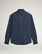 Cotton Cashmere Chambray Long Sleeve Point Collar Shirt