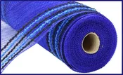 10.25"X10Yd Drift/Pp Wide Border Mesh  Royal Blue/Black  RY8116K5