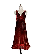 Midi dress Isadora silk velvet asymmetrical burning red