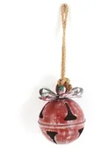 10" Long Antique Red Oversized Hanging Metal Christmas Bell  ZR200890-E