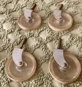 4 Vintage Cart Caster Wheels Clear Acrylic Gold Fleck MCM Furniture Salvage