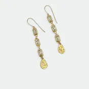 Gold Zircon Baguette Drop Earrings