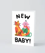 ‘Baby and Cat’ Greeting Card BLANK INSIDE