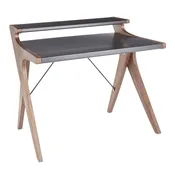 Archer Contemporary Desk in Walnut Wood with Grey Wood Top