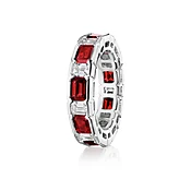 EMERALD CUT RUBY AND DIAMOND BAND, 5.27 CARATS
