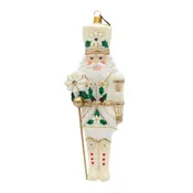 2026 NEW Jay Strongwater White and Gold Poinsettia Nutcracker Holiday Glass Ornament SDH20113-219