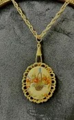 Crown Trifari Rope Chain Necklace And Pretty Framed Transferware Porcelain Pendant