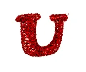 2.5” Letter U Appliqué - Red Sequins/Beads