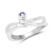 0.10 Carat Genuine Tanzanite .925 Sterling Silver Ring