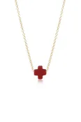 16" Necklace Gold Signature Cross Red | enewton