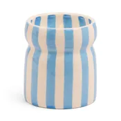 6.5 Oz Cabana Blue Striped Ceramic Candle - Lost At Sea