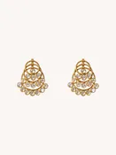 22K Yellow Gold & Rainbow Moonstone Fantasia Sequin Earrings