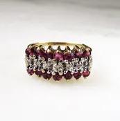 10K Yellow Gold Ladies Diamond & Ruby Cocktail Cluster Ring .59tcw ETC6838