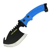 10.5" Hunt-Down Axe Throwing Hatchet Gut Hook Serrated Edge Rubber Grip W/ Sheath
