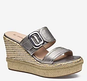 Addison Buckle-Strap Wedge - Light Bronze Metallic Italian Sheepskin
