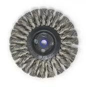 06387 Non-Threaded Regular Twist Knot Wheels (Stainless Steel), 6" Dia x .016" Wire Size x 5/8", 1/2" Arbor, 1-Pack