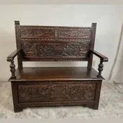 Antique French Normandy Oak Bench Chest