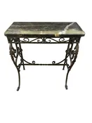 Antique Wrought Iron Console with Marble Top