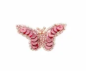 Butterfly - Orchid Pink Sequins and Pink Glass Beads 2" x 1.25"