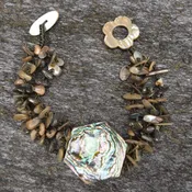 Abalone shell bead & hexagon bracelet