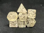 47 White Dice Inclusion Transparent with White RPG Dice Set