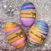 Felted Soap – PASTEL RAINBOW Color Blend – Light Spring colors – Washcloth 2 in 1 – Treat Yourself