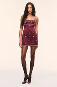 Casslouie Rhinestone Satin Mini Dress
