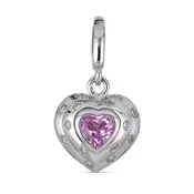 0.60ct Pink Sapphire & Diamond Heart Pendant Charm