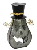 Jack O Lantern with Witch Hat and Bat, Raw Metal