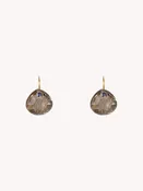 18k Yellow Gold Smoky Quartz & Tanzanite Irregular Gem Earrings